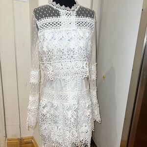 The MOON white lace dress size large womens L
